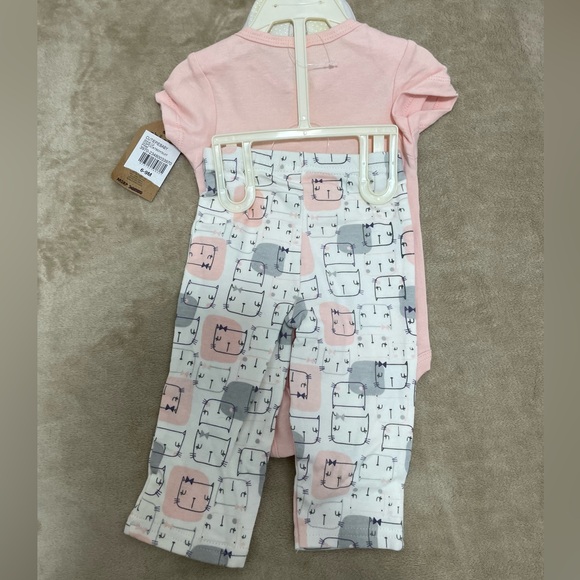 Chick Pea 3-PC Baby Girl Cat BodySuit Pants and Shoes Pink 6-9 Months - Picture 7 of 8